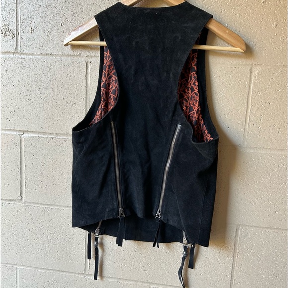 Thomas Wylde Skull Suede Vest Black Leather Vest - Picture 2 of 10